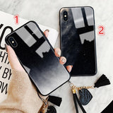 Beautiful Night Sky with Lanyard Tempered Glass Phone Case Back Cover - iPhone 11/11 Pro/11 Pro Max/XS Max/XR/XS/X/8 Plus/8/7 Plus/7 - halloladies