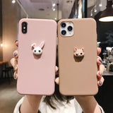 3D Cute Rabbit Cat Solid Color Soft Phone Case Back Cover for iPhone 12 Pro Max/12 Pro/12/12 Mini/SE/11 Pro Max/11 Pro/11/XS Max/XR/XS/X/8 Plus/8 - halloladies