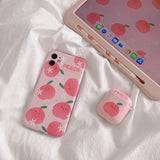 Pink Cartoon Peach Soft Phone Case Back Cover for iPhone 12 Pro Max/12 Pro/12/12 Mini/SE/11 Pro Max/11 Pro/11/XS Max/XR/XS/X/8 Plus/8 - halloladies