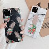 Gold Flower Pineapple Marble TPU iPhone Case Back Cover for iPhone 11 Pro Max/11 Pro/11/XS Max/XR/XS/X/8 Plus/8/7 Plus/7 - halloladies