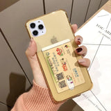 Solid Color Transparent Card Holder Soft Phone Case Back Cover - iPhone 12 Pro Max/12 Pro/12/12 Mini/SE/11 Pro Max/11 Pro/11/XS Max/XR/XS/X/8 Plus/8 - halloladies