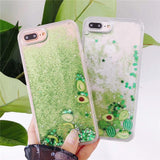 Flowing Liquid Bling Glitter Watermelon Avocado TPU Phone Case Back Cover for iPhone XS Max/XR/XS/X/8 Plus/8/7 Plus/7/6s Plus/6s/6 Plus/6 - halloladies