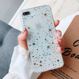 Electroplated Star Wave Point Clear Soft TPU Phone Case Back Cover - iPhone 11/11 Pro/11 Pro Max/XS Max/XR/XS/X/8 Plus/8/7 Plus/7 - halloladies