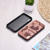 Engraved World Map Travel Adventure Wood Phone Case Back Cover - iPhone 11/11 Pro/11 Pro Max/XS Max/XR/XS/X/8 Plus/8/7 Plus/7 - halloladies