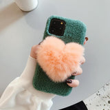 Warm Furry Love Heart Phone Case Back Cover for iPhone 11 Pro Max/11 Pro/11/XS Max/XR/XS/X/8 Plus/8/7 Plus/7 - halloladies