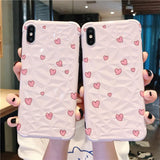 Diamond Texture Love Heart Pink Soft Phone Case Back Cover - iPhone 11/11 Pro/11 Pro Max/XS Max/XR/XS/X/8 Plus/8/7 Plus/7 - halloladies