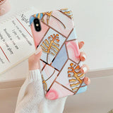 Plating Geometric Line Marble Phone Case Back Cover - iPhone 11/11 Pro/11 Pro Max/XS Max/XR/XS/X/8 Plus/8/7 Plus/7 - halloladies