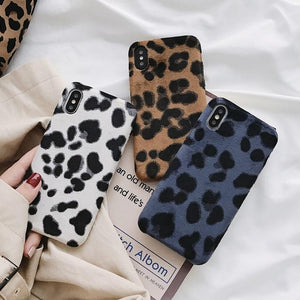 Retrro Furry Leopard Phone Case Back Cover for iPhone 11 Pro Max/11 Pro/11/XS Max/XR/XS/X/8 Plus/8/7 Plus/7 - halloladies