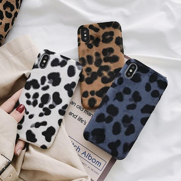 Retrro Furry Leopard Phone Case Back Cover for iPhone 11 Pro Max/11 Pro/11/XS Max/XR/XS/X/8 Plus/8/7 Plus/7 - halloladies