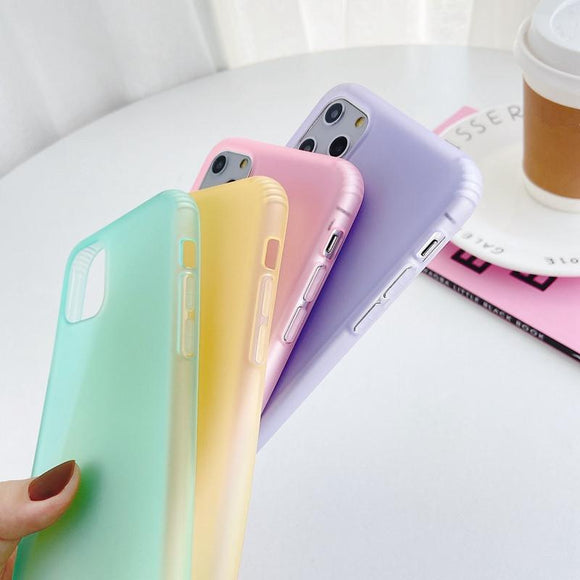 Simple Candy Color Matte Transparent Soft Phone Case Back Cover for iPhone 12 Pro Max/12 Pro/12/12 Mini/SE/11 Pro Max/11 Pro/11/XS Max/XR/XS/X/8 Plus/8 - halloladies