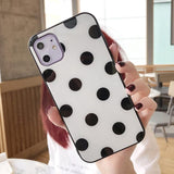 Simple Polka Dots Temperd Glass Phone Case Back Cover for iPhone 11 Pro Max/11 Pro/11/XS Max/XR/XS/X/8 Plus/8/7 Plus/7 - halloladies