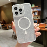 Luxury Magnetic Glitter Plating Cute Bling Phone Case Compatible with MagSafe Supporting Wireless Charging