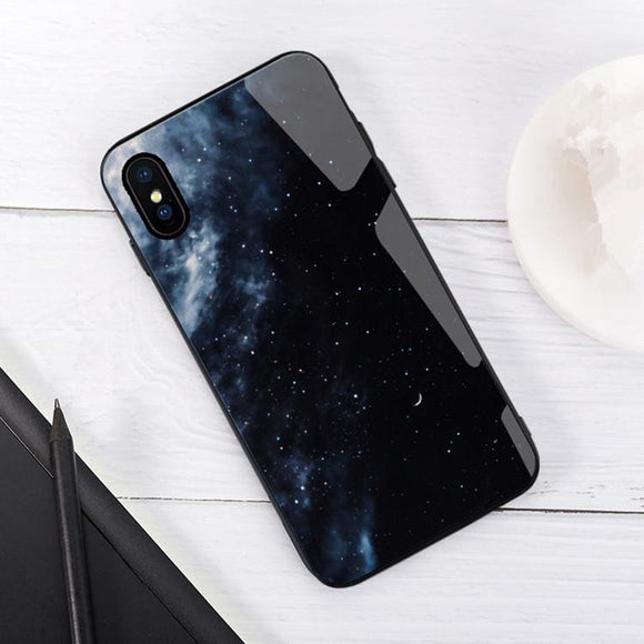 Starry Sky Tempered Glass Phone Case Back Cover - iPhone 11/11 Pro/11 Pro Max/XS Max/XR/XS/X/8 Plus/8/7 Plus/7 - halloladies