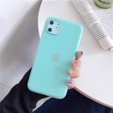 Simple Solid Color Liquid Silicone Matte Transparent Phone Case Back Cover - iPhone 11/11 Pro/11 Pro Max/XS Max/XR/XS/X/8 Plus/8/7 Plus/7 - halloladies