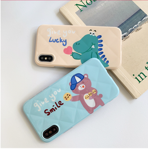 Love Heart Lucky Dinosaur TPU Phone Case Back Cover for iPhone XS Max/XR/XS/X/8 Plus/8/7 Plus/7/6s Plus/6s/6 Plus/6 - halloladies