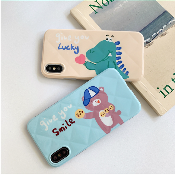 Love Heart Lucky Dinosaur TPU Phone Case Back Cover for iPhone XS Max/XR/XS/X/8 Plus/8/7 Plus/7/6s Plus/6s/6 Plus/6 - halloladies