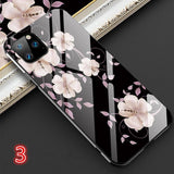 Fashion Flower Tempered Glass Phone Case Back Cover - iPhone 11/11 Pro/11 Pro Max/XS Max/XR/XS/X/8 Plus/8/7 Plus/7 - halloladies