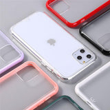 Candy Color Edge Matte Transparent Hard Acrylic Phone Case Back Cover for iPhone 12 Pro Max/12 Pro/12/12 Mini/SE/11 Pro Max/11 Pro/11/XS Max/XR/XS/X/8 Plus/8 - halloladies