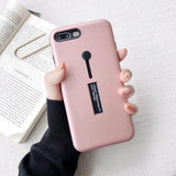 Solid Color Hide Stand Finger Loop Strap Phone Case Back Cover - iPhone 11/11 Pro/11 Pro Max/XS Max/XR/XS/X/8 Plus/8/7 Plus/7 - halloladies