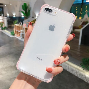 Glitter Transparent Bumper Soft Phone Case Back Cover for iPhone 12 Pro Max/12 Pro/12/12 Mini/SE/11 Pro Max/11 Pro/11/XS Max/XR/XS/X/8 Plus/8 - halloladies