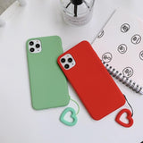 Candy Color Love Heart Chain Soft Phone Case Back Cover for iPhone 11/11 Pro/11 Pro Max/XS Max/XR/XS/X/8 Plus/8/7 Plus/7 - halloladies