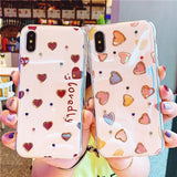 Blue-ray Love Heart Crystal Rhinstone Soft Phone Case Back Cover - iPhone 11 Pro Max/11 Pro/11/XS Max/XR/XS/X/8 Plus/8/7 Plus/7 - halloladies