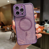 Luxury Magnetic Glitter Plating Cute Bling Phone Case Compatible with MagSafe Supporting Wireless Charging