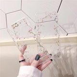 3D Real Dried Flower Glitter Stars Transparent Soft Phone Case Back Cover for iPhone 12 Pro Max/12 Pro/12/12 Mini/SE/11 Pro Max/11 Pro/11/XS Max/XR/XS/X/8 Plus/8 - halloladies