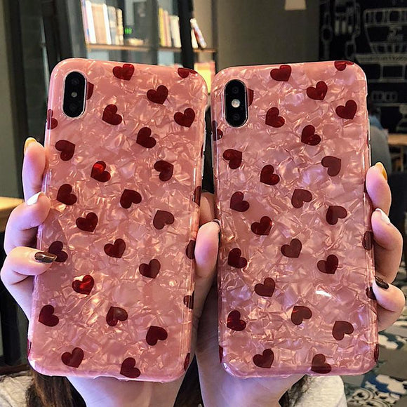 Fashion Love Heart Dream Shell Soft Phone Case Back Cover - iPhone 12 Pro Max/12 Pro/12/12 Mini/SE/11 Pro Max/11 Pro/11/XS Max/XR/XS/X/8 Plus/8 - halloladies