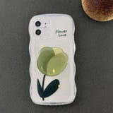 Cute Wave 3D Tulip Flower with Stand Clear Case for iPhone