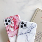 Soft IMD Fashion Simple Marble Phone Case Back Cover for iPhone 12 Pro Max/12 Pro/12/12 Mini/SE/11 Pro Max/11 Pro/11/XS Max/XR/XS/X/8 Plus/8 - halloladies