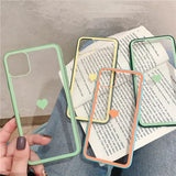 Contrast Color Love Heart Transpaent Hard Phone Case Back Cover for iPhone 12 Pro Max/12 Pro/12/12 Mini/SE/11 Pro Max/11 Pro/11/XS Max/XR/XS/X/8 Plus/8 - halloladies