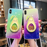 Cartoon 3D Avocado Gradient Phone Case Back Cover for iPhone 11/11 Pro/11 Pro Max/XS Max/XR/XS/X/8 Plus/8/7 Plus/7 - halloladies