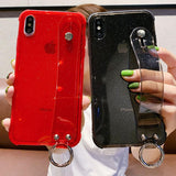 Glitter Powder Transparent Air Bag Corner Wrist Strap Soft TPU Phone Case Back Cover for iPhone 12/12pro/12pro max/12mini/11/11 Pro/11 Pro Max/XS Max/XR/XS/X/8 Plus/8/7 Plus/7 - halloladies