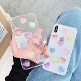 Glitter 3D Cute Candy Love Heart Clear Phone Case Back Cover - iPhone 11 Pro Max/11 Pro/11/XS Max/XR/XS/X/8 Plus/8/7 Plus/7 - halloladies