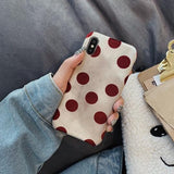 Retro Polka Dot Fur Dirty Phone Case Back Cover for iPhone 11/11 Pro/11 Pro Max/XS Max/XR/XS/X/8 Plus/8/7 Plus/7 - halloladies