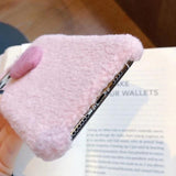 3D Love Heart Solid Color Warm Short Plush Phone Case Back Cover - iPhone 11 Pro Max/11 Pro/11/XS Max/XR/XS/X/8 Plus/8/7 Plus/7 - halloladies