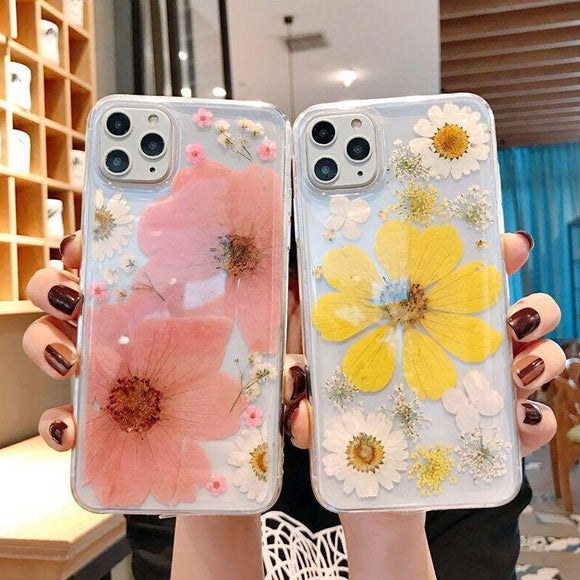 3D Real Dried Flower Clear Soft Phone Case Back Cover - iPhone 12 Pro Max/12 Pro/12/12 Mini/SE/11 Pro Max/11 Pro/11/XS Max/XR/XS/X/8 Plus/8 - halloladies