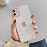 Simple Love Heart Transparent Shockproof Bumper Soft Phone Case Back Cover - iPhone 11/11 Pro/11 Pro Max/XS Max/XR/XS/X/8 Plus/8/7 Plus/7 - halloladies