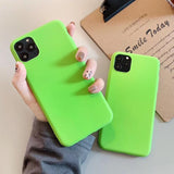 Solid Color Fluorescent Green Soft Phone Case Back Cover - iPhone 12 Pro Max/12 Pro/12/12 Mini/SE/11 Pro Max/11 Pro/11/XS Max/XR/XS/X/8 Plus/8 - halloladies