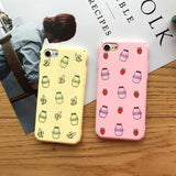 Milk Strawberry Banana Phone Case Back Cover - iPhone XS Max/XR/XS/X/8 Plus/8/7 Plus/7/6s Plus/6s/6 Plus/6 - halloladies