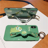 Funny Dinosaur Avocado with Sunflower Wristband Phone Case Back Cover for iPhone XS Max/XR/XS/X/8 Plus/8/7 Plus/7/6s Plus/6s/6 Plus/6 - halloladies