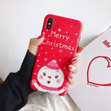 Red Cartoon Snowman Christmas Elk Phone Case Back Cover - iPhone 11/11 Pro/11 Pro Max/XS Max/XR/XS/X/8 Plus/8/7 Plus/7 - halloladies