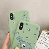 Cartoon Cute Dinosaur Green Soft TPU Phone Case Back Cover for iPhone 11/11 Pro/11 Pro Max/XS Max/XR/XS/X/8 Plus/8/7 Plus/7 - halloladies