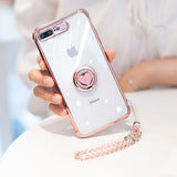 Luxury Diamond Love Heart Magnetic Finger Ring Stand Bracelet Phone Case Back Cover - iPhone 11/11 Pro/11 Pro Max/XS Max/XR/XS/X/8 Plus/8/7 Plus/7 - halloladies