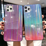 Glitter Powder Laser Tempered Phone Case Back Cover - iPhone 11 Pro Max/11 Pro/11/XS Max/XR/XS/X/8 Plus/8/7 Plus/7 - halloladies