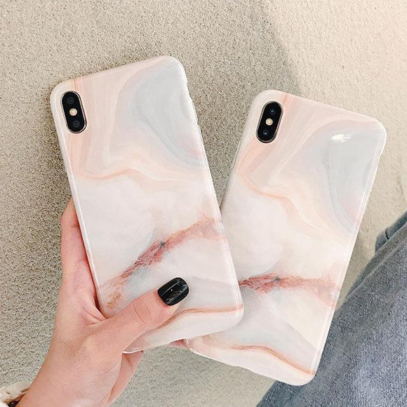 Simple Marble Texture Soft Phone Case Back Cover - iPhone 11/11 Pro/11 Pro Max/XS Max/XR/XS/X/8 Plus/8/7 Plus/7 - halloladies