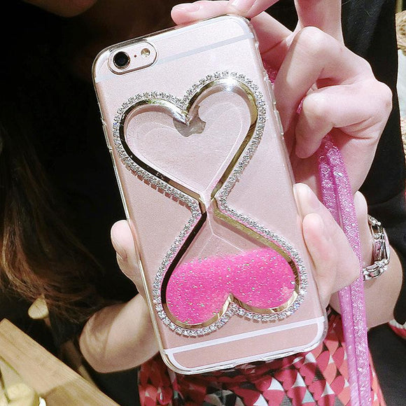 Glitter Love Heart Hourglass Quicksand Phone Case Back Cover - iPhone XS Max/XR/XS/X/8 Plus/8/7 Plus/7/6s Plus/6s/6 Plus/6 - halloladies