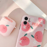 Pink Cartoon Peach Soft Phone Case Back Cover for iPhone 12 Pro Max/12 Pro/12/12 Mini/SE/11 Pro Max/11 Pro/11/XS Max/XR/XS/X/8 Plus/8 - halloladies