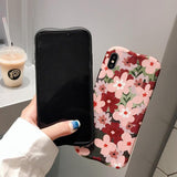 Retro Flower Glossy Soft Phone Case Back Cover - iPhone 11/11 Pro/11 Pro Max/XS Max/XR/XS/X/8 Plus/8/7 Plus/7 - halloladies